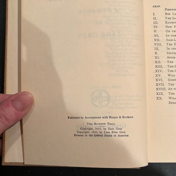 Vintage 1943 The Rainbow Trail Book by Zane Gray, HC, Very Good - Picture 5 of 6